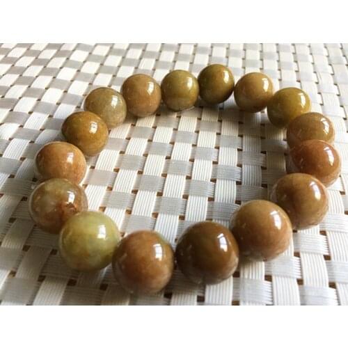 Certified Brown Green Grade A Jade Jadeite 13mm Beads Bangle Elastic Bracelet
