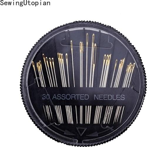 30PCS/Set Sewing Needles Large Eye Cross Stitch Needles Craft Embroidery Tool Hand Sewing Needle with Storage Round Box