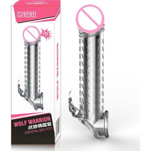 OLO Extensions Condom Lube Extender Condom G Spot Penis Sleeve Penis Cover Cock Ring Dildo Sheath Condoms Sex Toy Dick Ring Dick