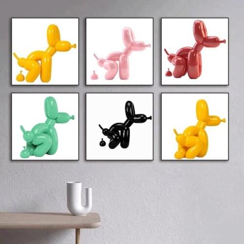 Modern Wall Art Canvas Painting Nordic Posters and Prints Balloon Poodle Wall Pictures for Living Room Decoration