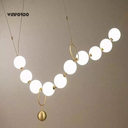 Modern White Glass Ball Pendant Lamp For Restaurant Hall Creative Necklace Design Decro Light Fixtures With 8 Bulbs