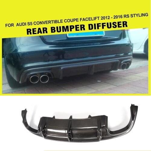 Carbon Fiber Rear Bumper Diffuser Lip Spoiler for Audi S5 A5 Sline 4 Door 2 Door 2012 - 2016