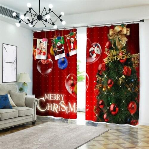Red christmas letter digital printing 3D Blackout Curtains Bedroom Living Room Flower Children Room Window Curtain Cortinas