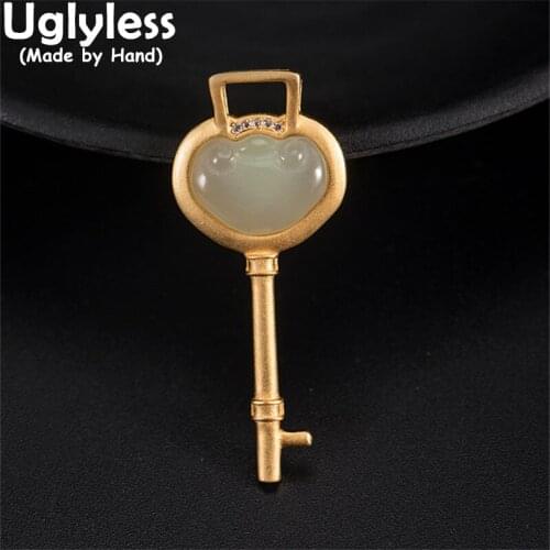 Uglyless Designer Key Pendants Necklaces for Women RUYI China Chic Natural Jade Necklaces 925 Silver Vintage Jewelry NO Chains