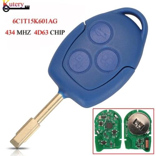 Kutery Remote Smart Car Key For Ford Mondeo Transit WM VM 2006-2014 3Buttons 434Mhz 4D63 Chip 6C1T15K601AG FO21 Blade