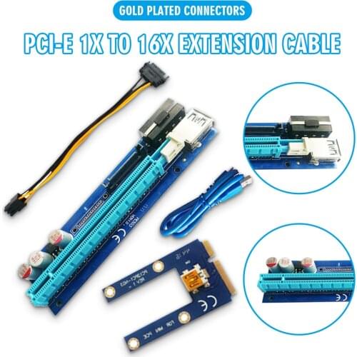 High Quality 4Pin + SATA PCI-E 1x to 16x Graphics Card Adapter Durable USB Extension Cable For PC Computer