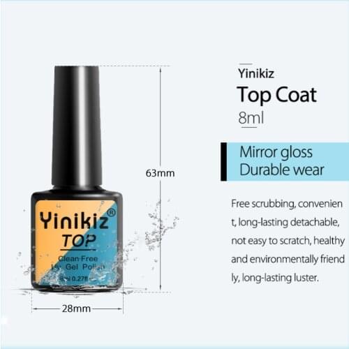 Yinikiz Primer UVGel Top Coat Varnish Nails Polish Soak Off Base and TOP Nail Gel Lacquer Top Clear Color Nail Glue Lacquer