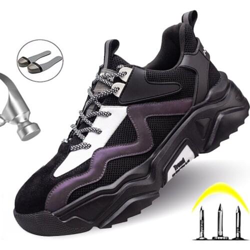Safety Shoes Male Protective Safety Boots Anti-Piercing Work Boots Indestructible Shoes Comfortable Lightweight Boots