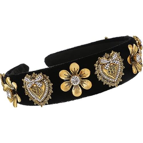 ZHINI New DIY Design Gold Flower Handmade Headbands for Women Bohemian Padded Crystal Crown Hairband Wedding Hair Jewelry Gift