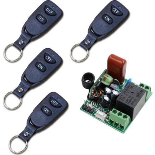 New Arrival 1Receiver &4 Transmitter 220V 1CH RF Wireless Remote Switch Momenrary Toggle Latched Adjustable Not with Battery