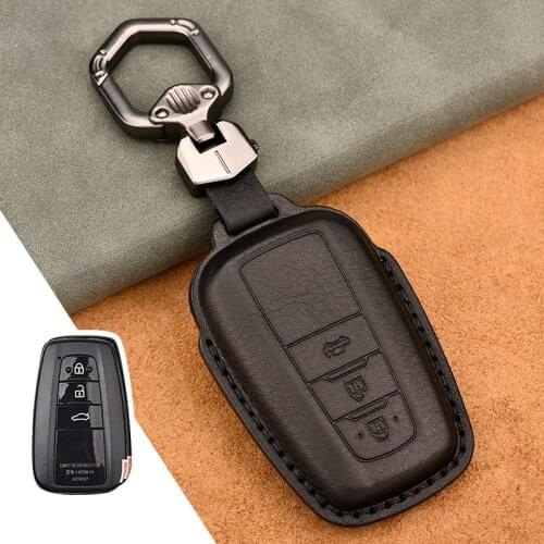 1pcs Genuine Leather Car Remote Key Cover key Case For Toyota Camry Corolla C-HR CHR Prado RAV4 Prius 2018 2019 2020 2/3 Buttons
