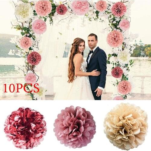 10pcs Rose Gold Paper Flower Ball Wedding Party Decoration Handmade Paper Flower Pendant Birthday Party Decoration
