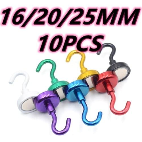 10Pcs Multicolor Magnetic Hook Heavy Duty Strong Hook Magnet Bracket Wall Suction Hook Bracket Support Hardware Magnetic Tool