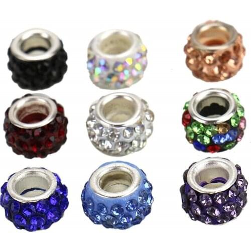 20Pcs/Lot Colorful Rhinestone Crystal Bead Spacer Glass Beads Fit Pandora Bracelet Chain Necklaces Women For DIY Jewelry Making