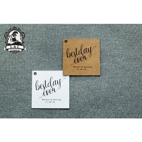 #46 200 pcs 5x5cm square kraft/white paper label wedding favor tags attend a wedding Label customization