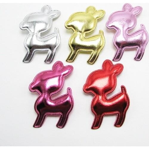 50pcs/lot Sewing felt patches PU Deer Padded Applique shape scrapbooking for DIY headwear clothes accessories 5*3.5