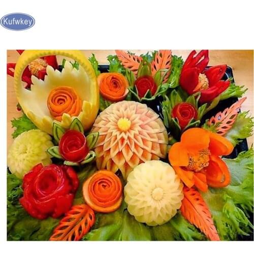 5D DIY Diamond Embroidery Fruit Flower Kitchen Vegetable,Diamond Painting Cross Stitch Needlework Home decoration