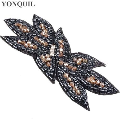 6*15 CM Handmade Rhinestone Appliques Sewing On Wedding Dresses Belt Sashes Pearl Crystal DIY Bridal jewelry Accessory 12pcs/lot