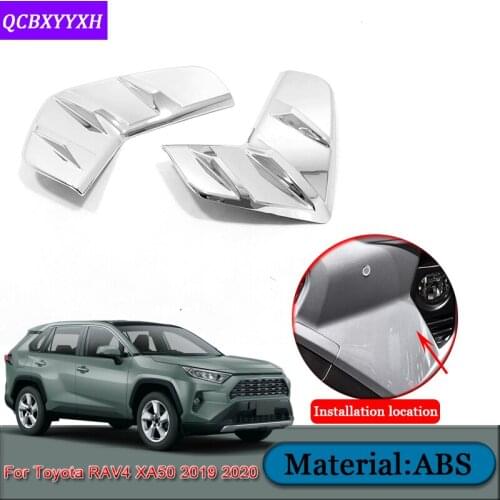 Car Styling ABS For Toyota RAV4 XA50 Hybrid 2019 2020 Car Front Fog Light Frame Sticker Sequins Cover Car Decoration Accessories