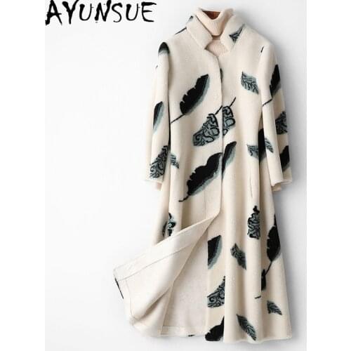 AYUNSUE Winter Coat Women Long Real Fur Coat Female Sheep Shearing Wool Fur Jacket Clothes Casacos Feminino HQ19-ZZHC3C-YHC