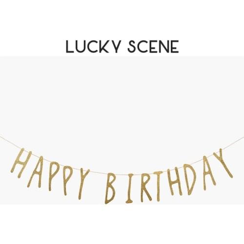 Glitter Happy Birthday Letter Banner Garland Bunting Flag Room Party Background Happy Cake Event Decoration Gold S00620