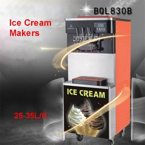 BQL-830B 110V / 220V 25-35L /H 3 Tasteful Yogurt Commercial Soft Ice Cream Vertical Three-Color Machine Conto Gelato Maker 2000W