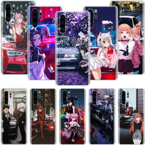 Sports Car Cute Anime Girl Phone Case For Huawei Honor 10 9 20 9X 8A 8X 8S 7A 7X Lite Pro 10i 20i Y5 Y6 Y7 Y9 2019 Cover Coque