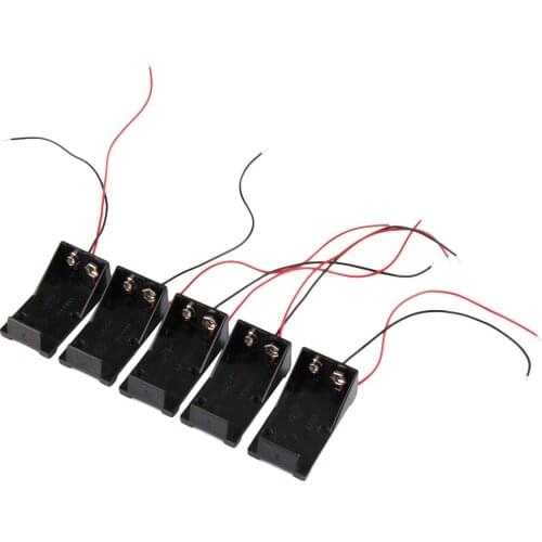 5PCS Single Slots 1x 9V Battery Clip Holder Case Box with Wire Leads DIY High Quality
