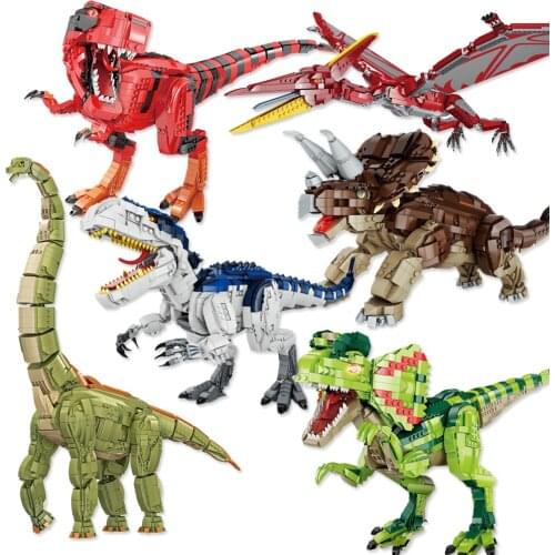 Jurassic Dinosaur Building Block Pterosaur Tyrannosaurus Model Triceratops Wyvern Indominus Rex DIY Bricks Toys For Kid