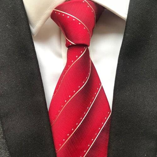 10 cm Width New Design Mens Ties Jacquard Woven Neck Tie Fashion Red Striped Neckties for Wedding Meeting