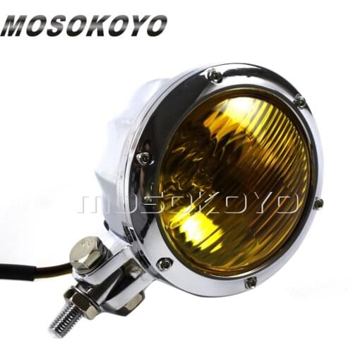 Chrome H4 12V 55/60W HI/LO Beam Motorcycle 4.5" Headlight Daytime Running Light for Harley Dyna Touring Chopper Cafe Racer