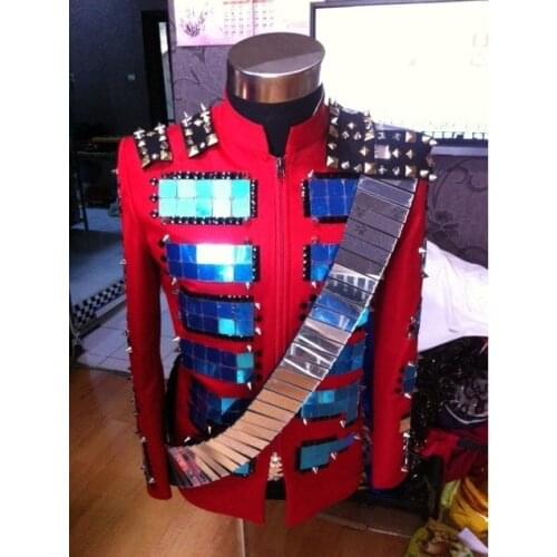 Customized Fashion Super shiny Quality Male Lens Mirror Slim Suit costumes DJ Singer performance wear party show stage dancewear