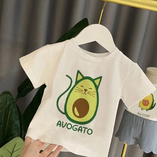 Summer 2020 Girl Clothes Crew Neck Girls Tshirt Casual Cartoon Kawaii Avocado Cute Fitness Novelty Boys T Shirts Toddler Tshirt