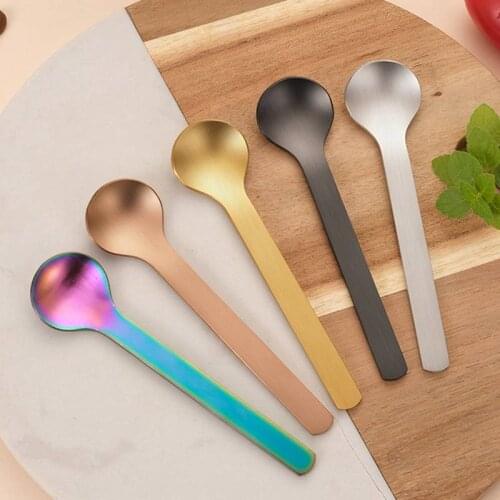 304 Stainless Steel Color Coffee Mixing Spoon Seasoning Spoon Dessert Spoon Mixing Spoon Titanium Drawing Slice Spoon