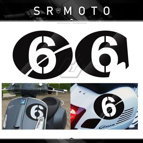Motorcycle Decals Number 6 Case for Vespa Series 2 Sei Giorni GTS 300 2019 2020