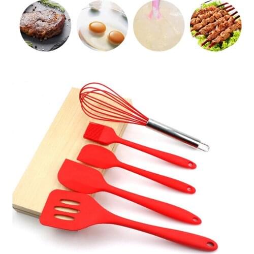 6pcs Silicone Kitchenware Set Food Grade Non-stick Cookware Kitchen Spatula Egg Beater Brush Food Clip Set Kitchen Utensils Set