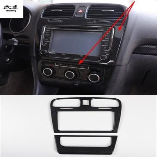 2pcs/lot Car stickers ABS carbon fiber grain Central control panel decoration cover for 2009-2013 Volkswagen VW golf 6 MK6
