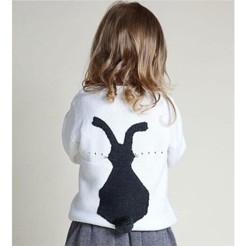 New 2017 Girls Boys Sweater Baby Kids sweater For 1-5 Yrs Children Boutique Knitted Wool Cartoon warm Rabbit sweater White Gray