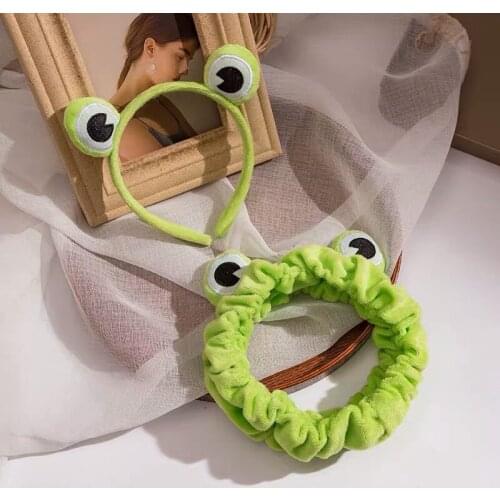 2021 New Funny Frog Makeup Headband Wide-brimmed Elastic Hairbands Cute Girls Hair Bands Women Hair Accessories Girls Hairband