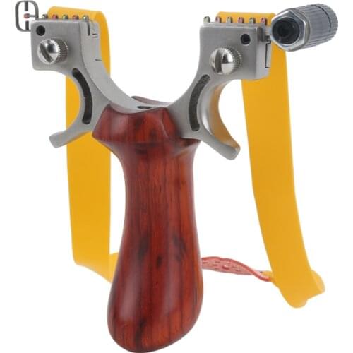 Outdoor Competitive Hunting Slingshot Wooden Handle Stainless Steel Slingshot Flat Rubber Band Shooting Competitive Optic Sight