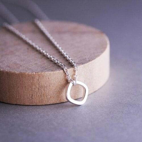 Geometry Square Cute Wild 925 Sterling Silver Clavicle Chain Temperament Personality Trendy Female Necklace SNE254