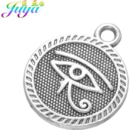 Juya 20pcs Antique Silver Color Egypt Eye Of Horus Egyptian Charms Pendant For Women Men Handmade Mythical Jewelry DIY Making
