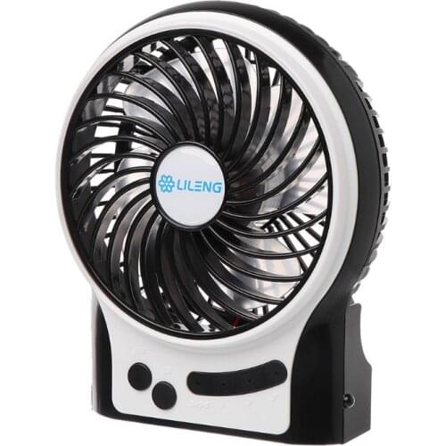 LILENG Portable USB Fan flexible with Side LED light 3 Speed Adjustable Cooler Mini Fan Handy Desk Desktop USB Cooling Small Fan