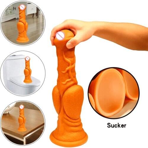 Realistic Horse Dildo Huge Animal Dildos Anal Plug Soft Liquid Silicone Golden Big Penis Adult Masturbator Sex Toys for Woman