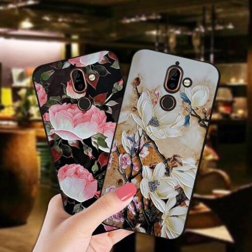 Luxury 3D Relief Flower Case For Nokia 6 8 Sirocco X71 X7 Bumper Matte Back Cover For Nokia 7 X6 6.1 7.1 8.1 Plus 9 Pureview