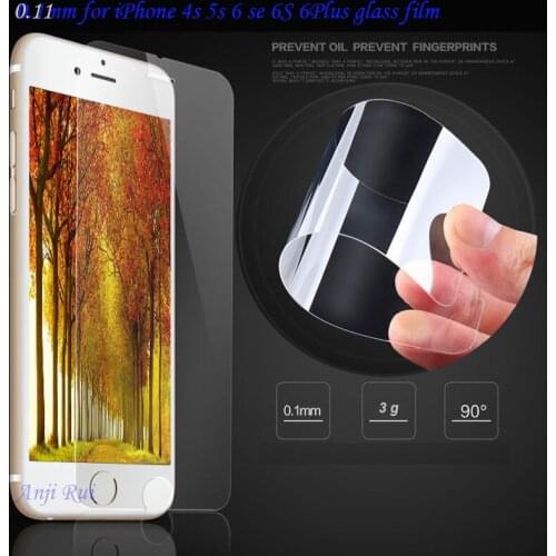 Retail Package 0.11mm tempered glass film for iPhone 5 5s SE 7 7Plus tempered glass for iPhone 6 6S 6Plus screen protector film