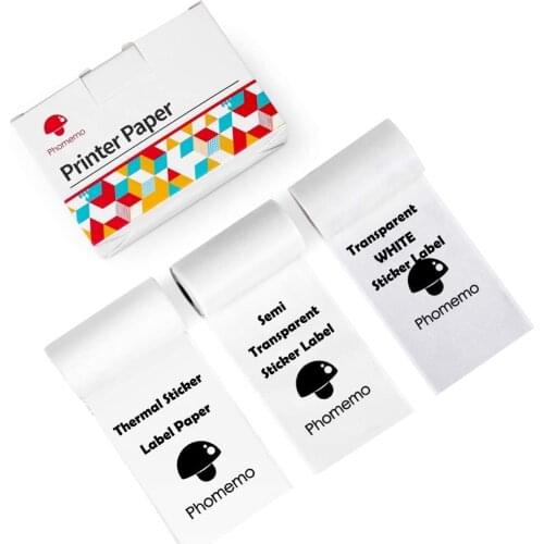 Phomemo Thermal Sticker Label Paper M02/M02S/M02Pro/T02 Pocket Printer Paper 3 Rolls 50mm Multi-Purpose Self-Adhesive Label