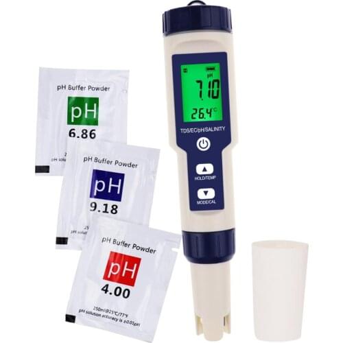 Pentype Multi-Paramater 5-in-1 Water Quality Tester (pH / TDS / EC / Temp / Salinity) Household Industrial Laboratory Analysis