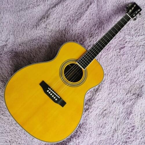 Solid Spruce top yellow acoustic Guitar D type 28 model 41" guitar Free shipping