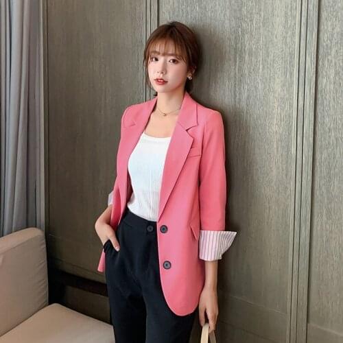 2021 spring Korean business jacket small suit casual long-sleeved mid-length small suit women